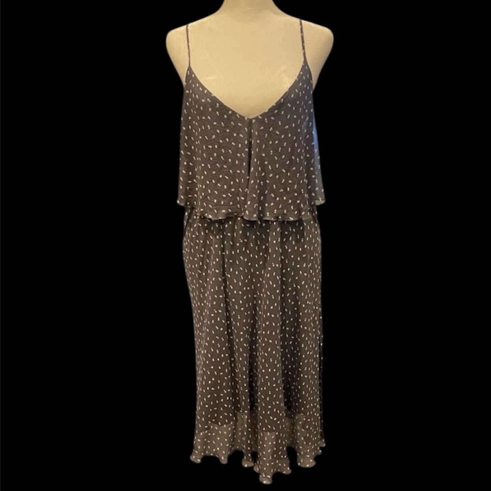 Gold Hawk 100% Silk Dress Gray Sz M